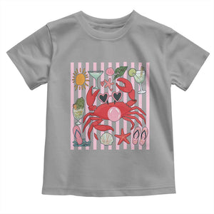 Funny Crab Tropical Summer Vacation Gift Toddler T Shirt Striped Summer Beach Vibes TS12 Sport Gray Print Your Wear