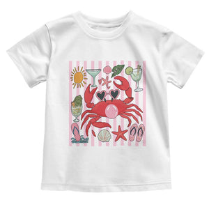 Funny Crab Tropical Summer Vacation Gift Toddler T Shirt Striped Summer Beach Vibes TS12 White Print Your Wear