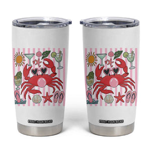 Funny Crab Tropical Summer Vacation Gift Tumbler Cup Striped Summer Beach Vibes TS12 White Print Your Wear