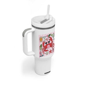 Funny Crab Tropical Summer Vacation Gift Tumbler With Handle Striped Summer Beach Vibes TS12 Print Your Wear