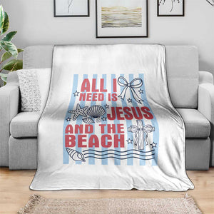 All I Need Is Jesus And The Beach Throw Blanket Striped Christian Summer Graphic TS12 Print Your Wear
