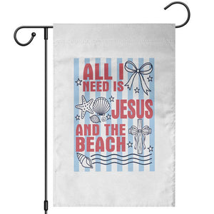 All I Need Is Jesus And The Beach Garden Flag Striped Christian Summer Graphic TS12 White Print Your Wear