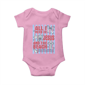 All I Need Is Jesus And The Beach Baby Onesie Striped Christian Summer Graphic TS12 Light Pink Print Your Wear