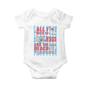 All I Need Is Jesus And The Beach Baby Onesie Striped Christian Summer Graphic TS12 White Print Your Wear