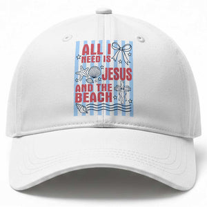 All I Need Is Jesus And The Beach Baseball Cap Striped Christian Summer Graphic TS12 Print Your Wear
