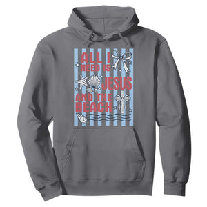 All I Need Is Jesus And The Beach Hoodie Striped Christian Summer Graphic TS12 Charcoal Print Your Wear