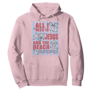 All I Need Is Jesus And The Beach Hoodie Striped Christian Summer Graphic TS12 Light Pink Print Your Wear