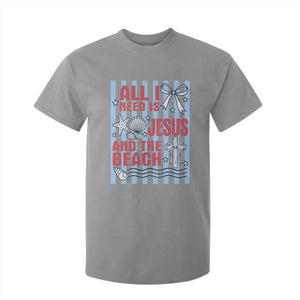 All I Need Is Jesus And The Beach T Shirt For Kid Striped Christian Summer Graphic TS12 Sport Gray Print Your Wear