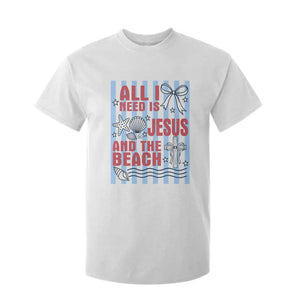 All I Need Is Jesus And The Beach T Shirt For Kid Striped Christian Summer Graphic TS12 White Print Your Wear