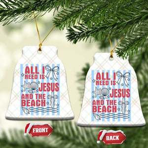 All I Need Is Jesus And The Beach Ceramic Ornament Striped Christian Summer Graphic TS12 Print Your Wear