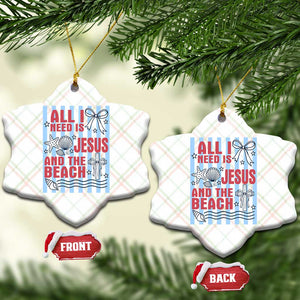All I Need Is Jesus And The Beach Ceramic Ornament Striped Christian Summer Graphic TS12 Print Your Wear