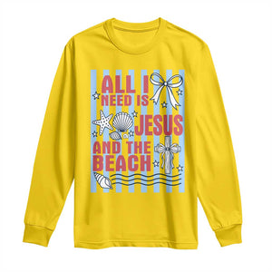 All I Need Is Jesus And The Beach Long Sleeve Shirt Striped Christian Summer Graphic TS12 Daisy Print Your Wear