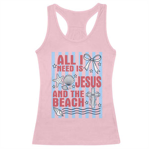 All I Need Is Jesus And The Beach Racerback Tank Top Striped Christian Summer Graphic TS12 Light Pink Print Your Wear