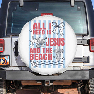 All I Need Is Jesus And The Beach Spare Tire Cover Striped Christian Summer Graphic TS12 No hole White Print Your Wear