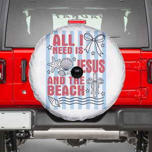All I Need Is Jesus And The Beach Spare Tire Cover Striped Christian Summer Graphic TS12 White Print Your Wear