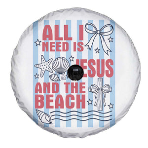 All I Need Is Jesus And The Beach Spare Tire Cover Striped Christian Summer Graphic TS12 Print Your Wear