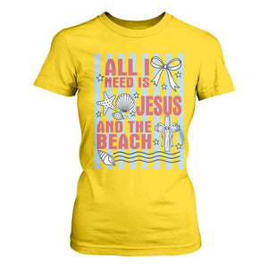 All I Need Is Jesus And The Beach T Shirt For Women Striped Christian Summer Graphic TS12 Daisy Print Your Wear