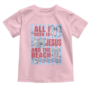 All I Need Is Jesus And The Beach Toddler T Shirt Striped Christian Summer Graphic TS12 Light Pink Print Your Wear