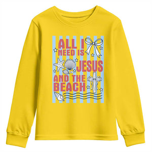 All I Need Is Jesus And The Beach Youth Sweatshirt Striped Christian Summer Graphic TS12 Daisy Print Your Wear