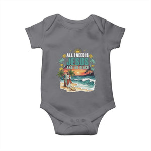 All I Need Is Jesus And The Beach Baby Onesie Christian Summer Faith Graphic TS12 Charcoal Print Your Wear