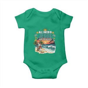 All I Need Is Jesus And The Beach Baby Onesie Christian Summer Faith Graphic TS12 Irish Green Print Your Wear