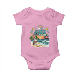 All I Need Is Jesus And The Beach Baby Onesie Christian Summer Faith Graphic TS12 Light Pink Print Your Wear