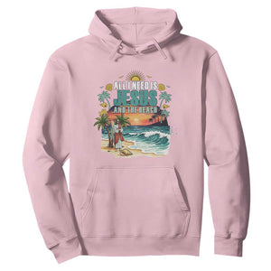 All I Need Is Jesus And The Beach Hoodie Christian Summer Faith Graphic TS12 Light Pink Print Your Wear