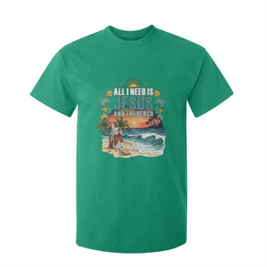 All I Need Is Jesus And The Beach T Shirt For Kid Christian Summer Faith Graphic TS12 Irish Green Print Your Wear