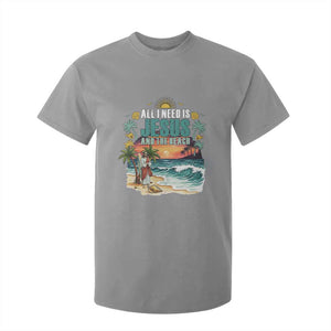 All I Need Is Jesus And The Beach T Shirt For Kid Christian Summer Faith Graphic TS12 Sport Gray Print Your Wear