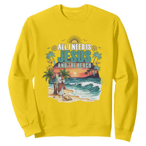 All I Need Is Jesus And The Beach Sweatshirt Christian Summer Faith Graphic TS12 Daisy Print Your Wear