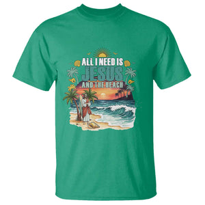 All I Need Is Jesus And The Beach T Shirt Christian Summer Faith Graphic TS12 Irish Green Print Your Wear