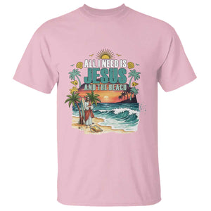 All I Need Is Jesus And The Beach T Shirt Christian Summer Faith Graphic TS12 Light Pink Print Your Wear