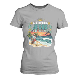 All I Need Is Jesus And The Beach T Shirt For Women Christian Summer Faith Graphic TS12 Sport Gray Print Your Wear