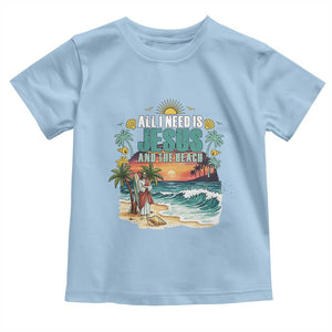 All I Need Is Jesus And The Beach Toddler T Shirt Christian Summer Faith Graphic TS12 Light Blue Print Your Wear