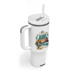 All I Need Is Jesus And The Beach Tumbler With Handle Christian Summer Faith Graphic TS12 Print Your Wear