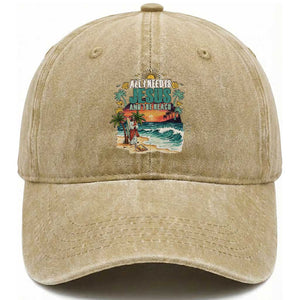All I Need Is Jesus And The Beach Washed Cotton Baseball Cap Christian Summer Faith Graphic