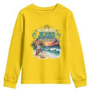 All I Need Is Jesus And The Beach Youth Sweatshirt Christian Summer Faith Graphic TS12 Daisy Print Your Wear