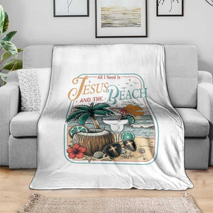 Funny Christian Beach Gift Throw Blanket All I Need Is Jesus And The Beach TS12 Print Your Wear