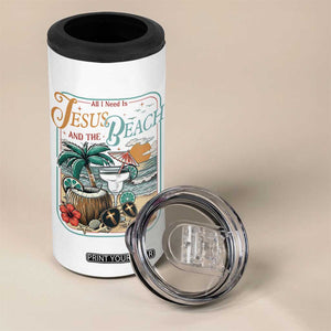 Funny Christian Beach Gift 4 in 1 Can Cooler Tumbler All I Need Is Jesus And The Beach TS12 Print Your Wear