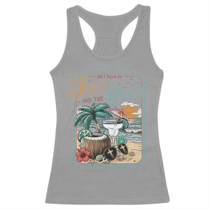 Funny Christian Beach Gift Racerback Tank Top All I Need Is Jesus And The Beach TS12 Sport Gray Print Your Wear