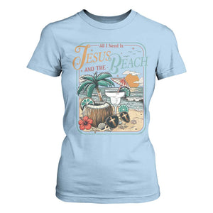 Funny Christian Beach Gift T Shirt For Women All I Need Is Jesus And The Beach TS12 Light Blue Print Your Wear
