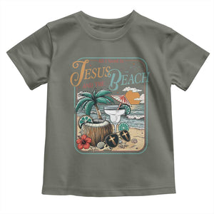 Funny Christian Beach Gift Toddler T Shirt All I Need Is Jesus And The Beach TS12 Military Green Print Your Wear