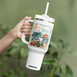 Funny Christian Beach Gift Tumbler With Handle All I Need Is Jesus And The Beach TS12 Print Your Wear