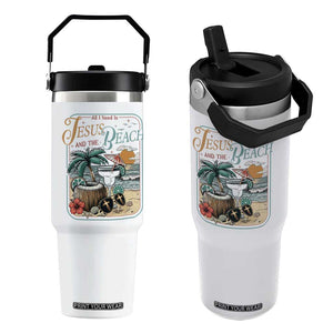 Funny Christian Beach Gift Flip Straw Tumbler All I Need Is Jesus And The Beach TS12 One Size: 30 oz White Print Your Wear
