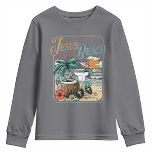 Funny Christian Beach Gift Youth Sweatshirt All I Need Is Jesus And The Beach TS12 Charcoal Print Your Wear