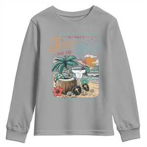 Funny Christian Beach Gift Youth Sweatshirt All I Need Is Jesus And The Beach TS12 Sport Gray Print Your Wear