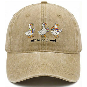 Funny Pride Goose Off To Be Proud Washed Cotton Baseball Cap LGBTQ Advocate Gift TS12 Print Your Wear