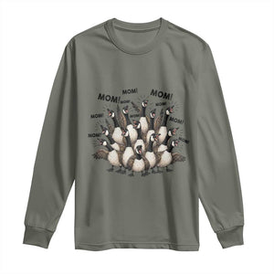 Silly Goose Mom Long Sleeve Shirt Funny Parenting Chaos Motherhood TS12 Military Green Print Your Wear