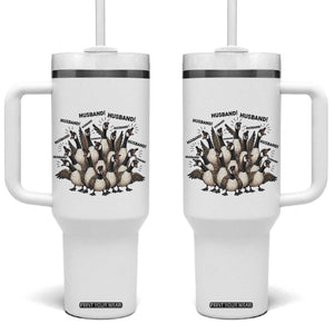 Silly Goose Husband Tumbler With Handle Funny Marriage Chaos Husbandhood TS12 One Size: 40 oz White Print Your Wear
