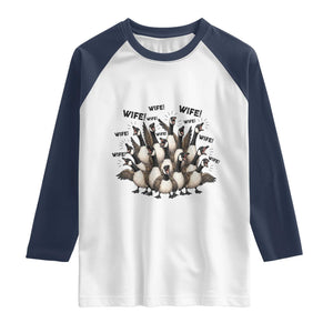 Silly Goose Wife Raglan Shirt Funny Marriage Chaos Wifehood TS12 White Navy Print Your Wear